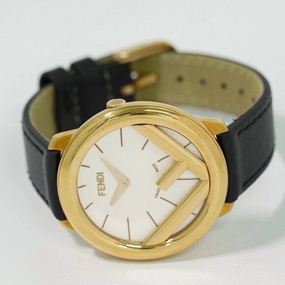 FENDI Runaway 71000M Gold Plated Leather Quartz Watch - Picture 12 of 16